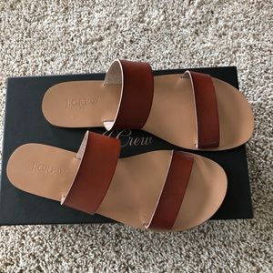 J crew double band brown leather sandals